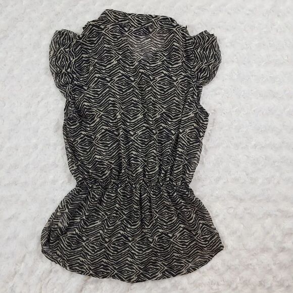 Miley Cyrus Max Azria size large zebra print sheer ruffle top - Picture 4 of 5